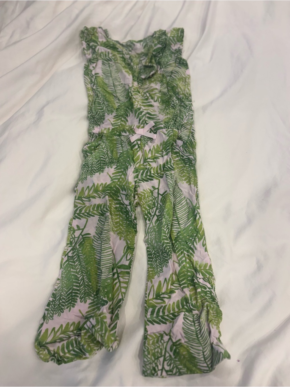 Toddler Green Leaf Print Jumpsuit
